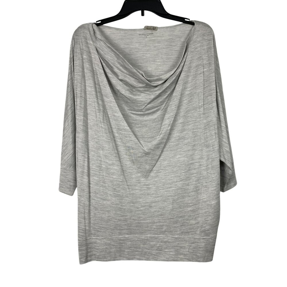Eileen Fisher Womens Gray Draped Neck Top XL